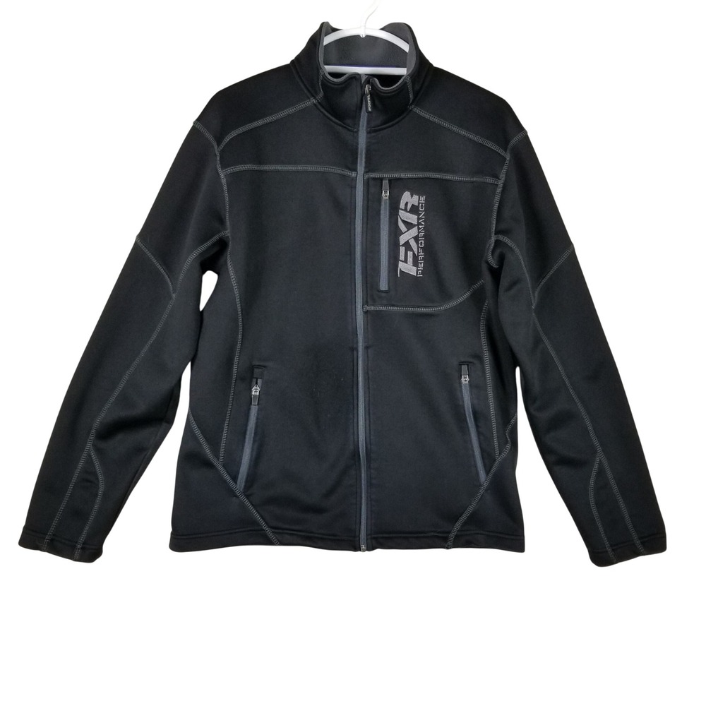 FXR Racing Performance Softshell Jacket Mens Medium Black Full Zip Embroidered